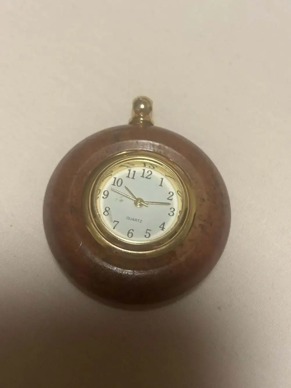 Vintage Hand-Turned Wood Burl Pendant or Desk Clock